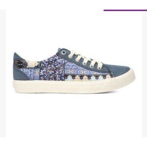Canvas Native Tennis Shoes Women's 9 Men's 7 Blue Floral Patchwork bohemian